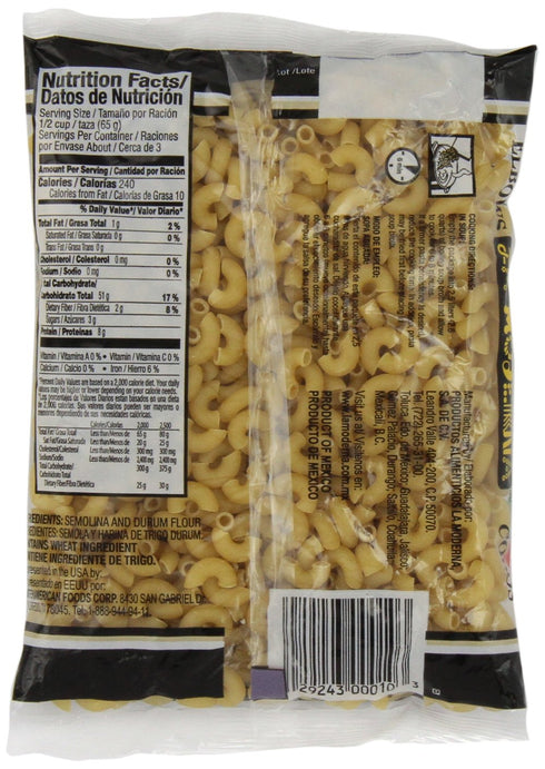 Elbow 7 oz (Pack 2) LA MODERNA, Codos Pasta, | Enriched Durum Wheat Semolina | Kosher, Non-GMO, Iron