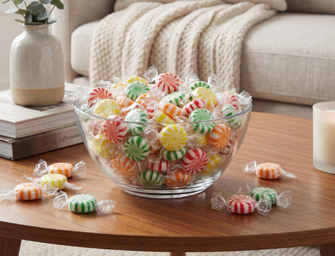 2 lb Fruit Starlight Hard Candy Bulk Assorted Fruit Flavored Mints Cherry Lime Lemon Orange Grape Individually Wrapped