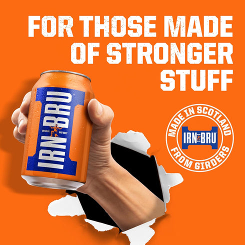 32 11.1 oz Pack 24 IRN-BRU Original Scottish Sparkling Soda, Citrus Flavored Carbonated Drink - Sparkling Flavored Soft