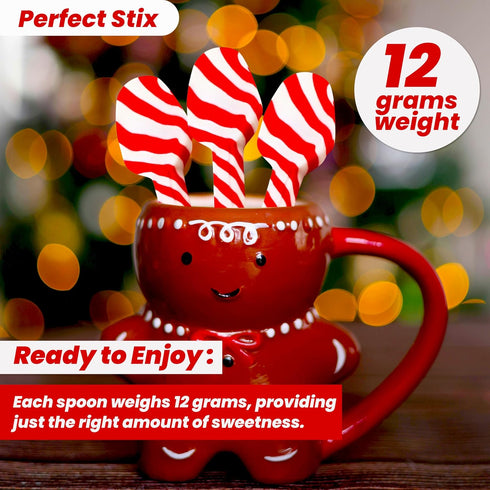 Pack 12 Perfect Stix Christmas Candy Cane Peppermint Spoonz.Edible Stirring Beverage Spoonz. Hot Chocolate Cocoa Tea