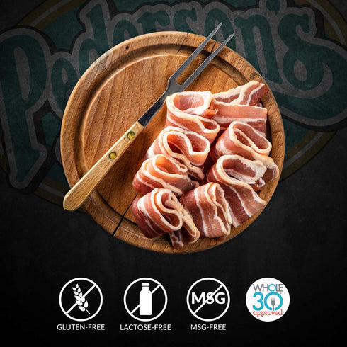 Whole30 (4 Pack, 8oz Pedersons Farms, Organic Pork Bacon, Use/Freeze) No Sugar Added, Uncured, Keto Paleo Diet