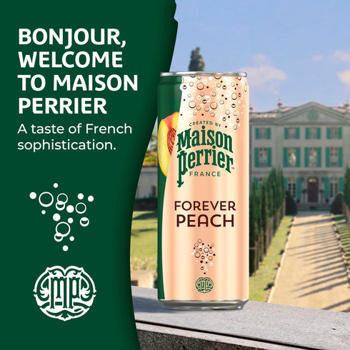 11.15 Oz 8 Count, 3 Pack Maison Perrier Forever Peach Flavored Sparkling Water, Fl Cans