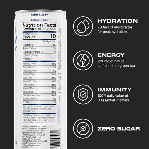 700mg 200mg 100% 8 12 oz (12 Pack) (12 Pack, Pack) PHX Hydration Energy Drink - Electrolytes, Natural Green Tea