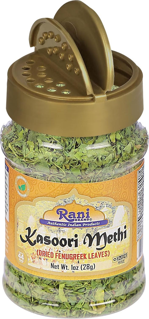 1oz (28g) Rani Fenugreek Leaves Dried (Kasoori Methi) PET Jar ~ All Natural | Vegan | Gluten Friendly | NON-GMO |