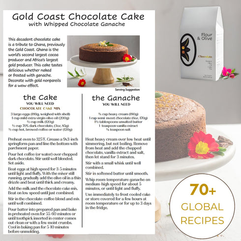 Flour & Olive Gourmet Chocolate Olive Oil Cake Baking Mix | Rich and Decadent Dessert for Birthdays and Special