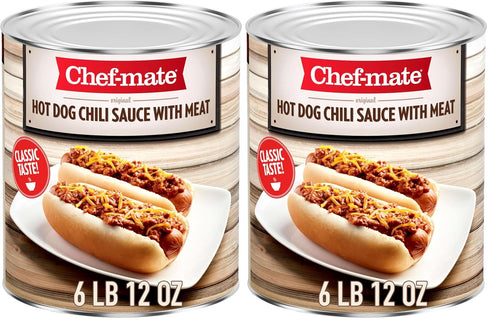 Chef-mate Hot Dog Canned Chili Sauce with Meat, Ready to Eat, 6