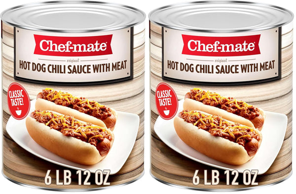 Chef-mate Hot Dog Canned Chili Sauce with Meat, Ready to Eat, 6