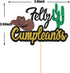 Black Glitter Feliz Cumpleaños Cake Topper, Spanish Happy Birthday Cake Topper for Adults/Teen's Birthday Party