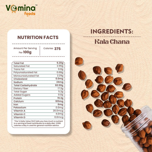 1.8kg, VEMINA Kala Chana Premium Black Chickpeas, Unpolished, Protein-Rich Whole Pulses, Ideal for Curry, Chaat, Salads