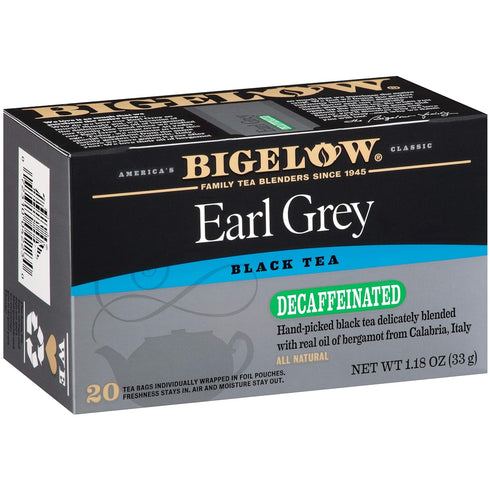 Bigelow Tea Decaffeinated Earl Grey Black Tea, Decaf Tea, 20 Count Box