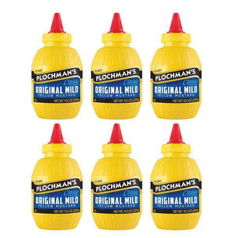 Plochman's Original Mild Classic Yellow Mustard, 10.5 Oz (6 Pack)