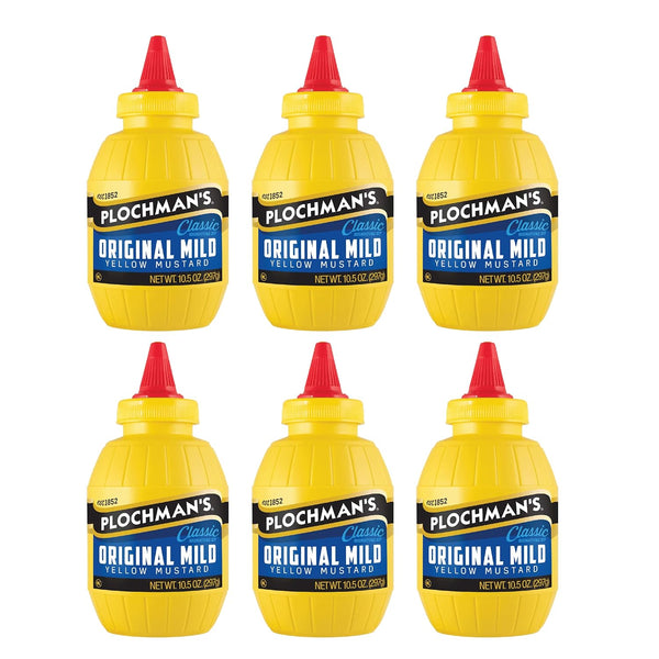 Plochman's Original Mild Classic Yellow Mustard, 10.5 Oz (6 Pack)