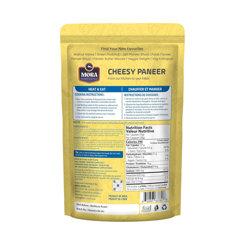 Mora Cheesy Paneer - Ready To Eat Premium Freeze Dried Instant Meal, Microwavable, Effortless Cooking, Gluten-free
