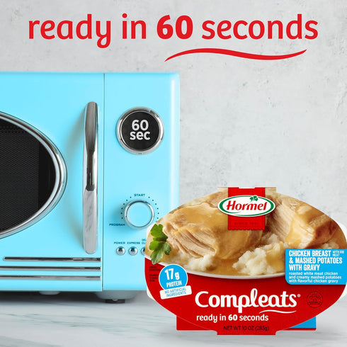 10 oz (Pack 6) HORMEL COMPLEATS Chicken Breast & Mashed Potatoes With Gravy Microwave Tray