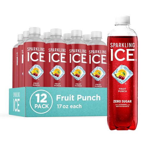 Sparkling Ice, Fruit Punch Sparkling Water, Zero Sugar Flavored Water, with Vitamins