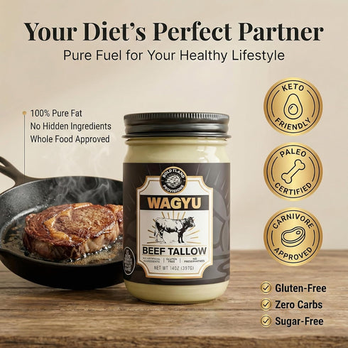 100% 30 14 Pure Wagyu Beef Tallow for Cooking Excellent for Searing Steaks - Keto and Paleo Diet Friendly Perfect
