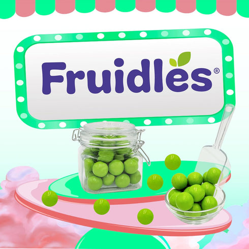 1" Inch (5 Fruidles Green Apple Gum Balls Fruit Flavored, Candy Buffet Treats, Machine Size Refills, Kosher Certified