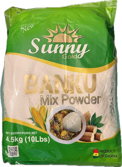 Sunny Gold Banku Mix, Traditional African Cassava and Maize Flour (10 lbs)