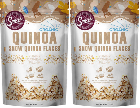 Suncore Foods Organic Snow Quinoa Flakes, Gluten-Free, Non-GMO, 8oz (2 Pack)