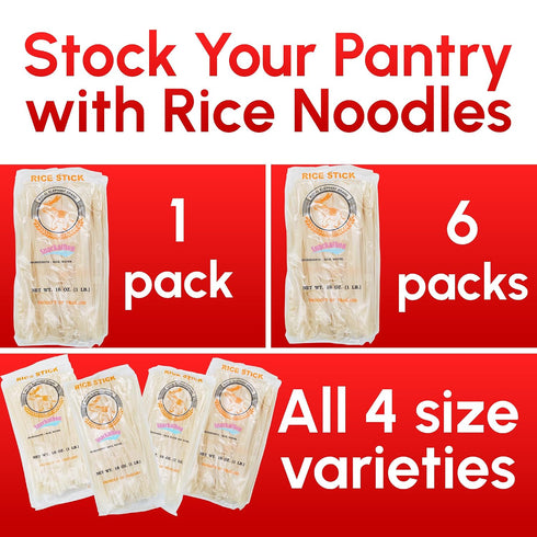 16 Pack 4 Rice Stick Noodles for Pho, Stir Fry, Pad Thai, Chow Fun, Ounce Each