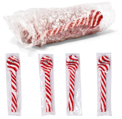 12 Pack Gift Boutique Christmas Peppermint Candy Cane Spoons Edible Mint Candies Spoon Individually Wrapped