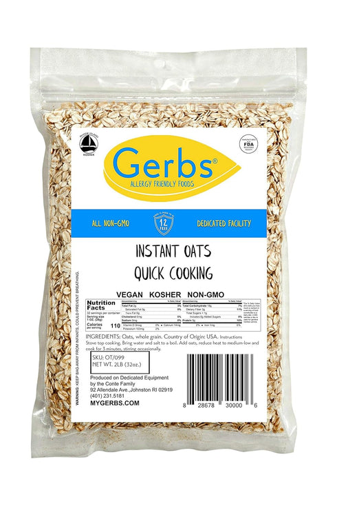 2 lbs. 14 Gerbs Gluten-Free Instant Oats | Carefully Sourced, Resealable Bag | Smooth & Creamy Texture | Top