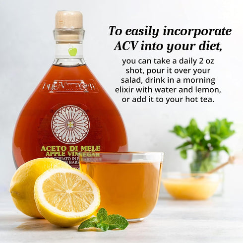 16.9 oz 500ml Due Vittorie Apple Vinegar - Easy to Drink Raw Apple Cider Vinegar Aged in Barrique Wine Barrels, Gourmet