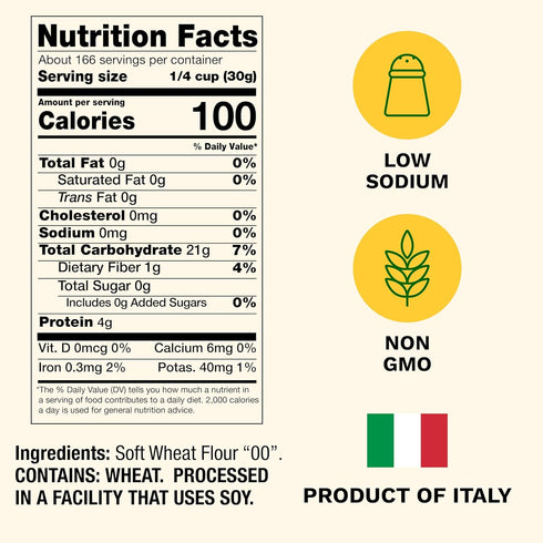 00 11 Lbs., Cento Anna Tipo Flour, Extra Fine, Unbleached, Soft Wheat Flour, Perfect for Pizza Crust, Pasta & Bread