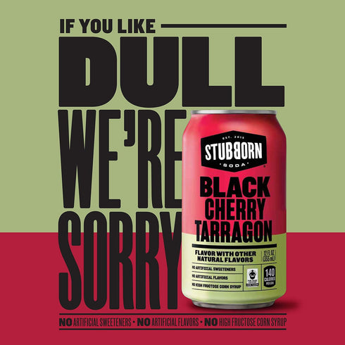 Stubborn Soda 12 Oz (Pack 12) , Black Cherry Tarragon, Fl Cans