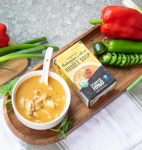 16.9 oz Ocean's Halo Organic Coconut Curry Noodle Soup, USDA Certified Organic, Vegetarian, Shelf-Stable, (Malaysian