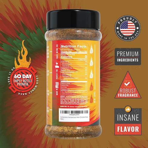 Grillaholics Herbacious Hen Chicken Seasoning - Herbal Chicken Dry Rub Blend - Great on Rotisserie, Fried Chicken,