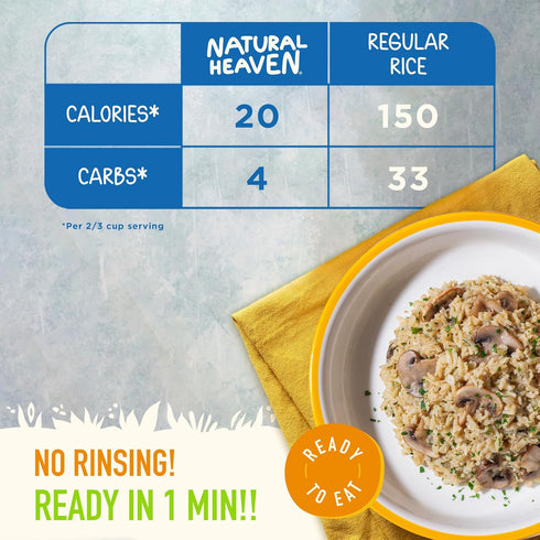 3-Pack 9 Oz Natural Heaven Brown Rice, Hearts of Palm, Naturally Rich in Potassium, Low-Calorie Veggie Rice, Keto