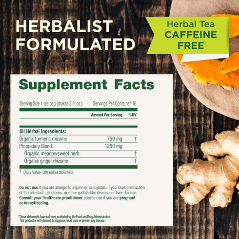 Inflammation,16 Count (Pack 6) Traditional Medicinals Organic Turmeric with Meadowsweet & Ginger Herbal Tea, Supports A