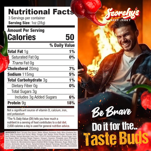 Scorchy's Jerky 30z 1 pack - Carolina Reaper Beef Jerky - Hand-Crafted Small Batch Jerky - Spicy High Protein Snack |
