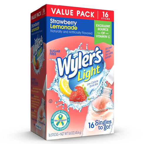Packets, 16 Count, 6 (96 Wyler's Light Singles To Go Powder Water Drink Mix, Strawberry Lemonade, Boxes Single