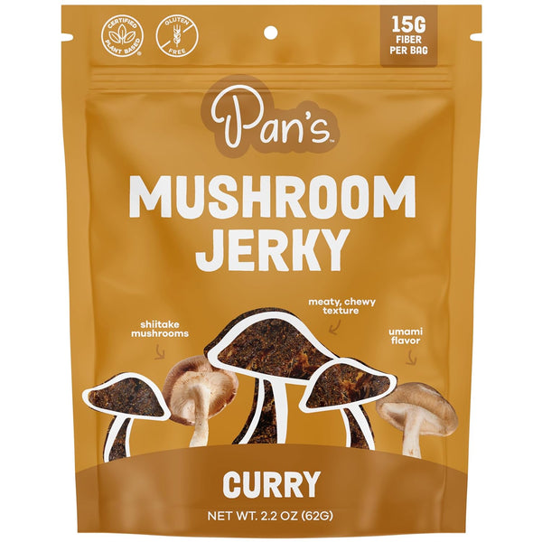 Pan's Mushroom Jerky, Vegan Snacks, Dried Mushrooms Shiitake, Plant based Jerky, Meatless