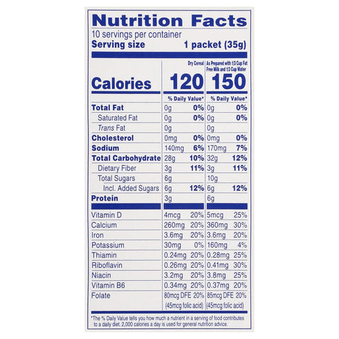Cream of Wheat 1.23 10 Packets (Pack 6) Instant Lower Sugar Maple Brown Sugar, Ounce
