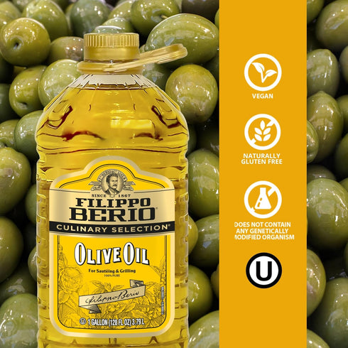 1 Filippo Berio Pure Olive Oil, Gallon For Grilling and Mild Taste