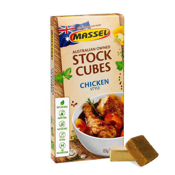 Massel Chicken Style Broth Boullion Cubes, Gluten Free, 0g Trans Fat Soup Base Seasoning, 1 Pack, 105g
