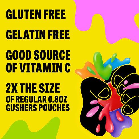 10 19 oz Gushers Fruit Flavored Snacks, King Size Pouches, Tropical Flavor, Ct