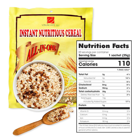 40 (2 20x14.11 Vinacafe Instant Cereal Mix Sachets Bags of Ounce Sachet) | Nutritious Vietnamese Instant Cereal Drink |