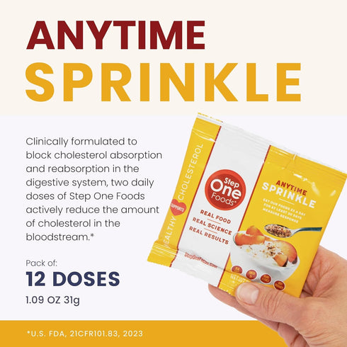 3's (12 Pack) Step One Foods Anytime Sprinkle, Heart Healthy Snack Plant Sterols, Omega and Dietary Fiber Gluten Free
