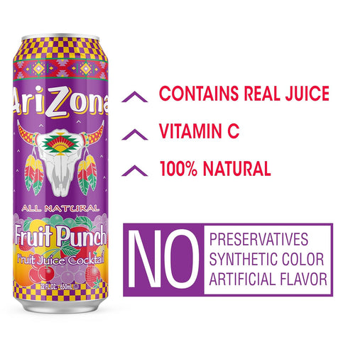 22 Oz (Pack 24) AriZona Fruit Punch - Big Can, Fl