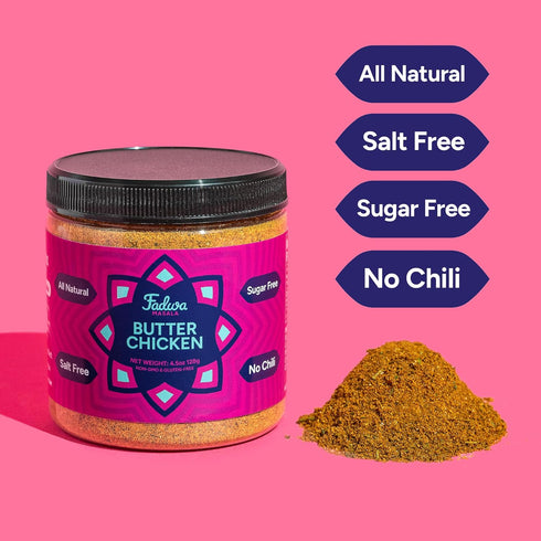 4.5 oz Fadwa Masala Butter Chicken Spice Mix - Jar, Salt & Sugar Free, Non-Spicy Authentic Desi Spices for Pakistani