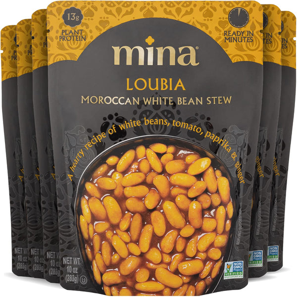 Mina Moroccan White Beans, Cannellini Beans, 10 oz (Pack of 6) Ready