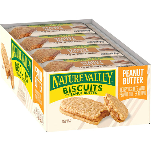 5 6.75 OZ (Pack 12) Nature Valley Biscuit Sandwiches, Peanut Butter Snack, ct
