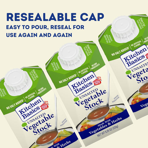 8.25 oz (Pack 12) Kitchen Basics Unsalted Vegetable Stock, of | No Artificial Flavors and Gluten Free |
