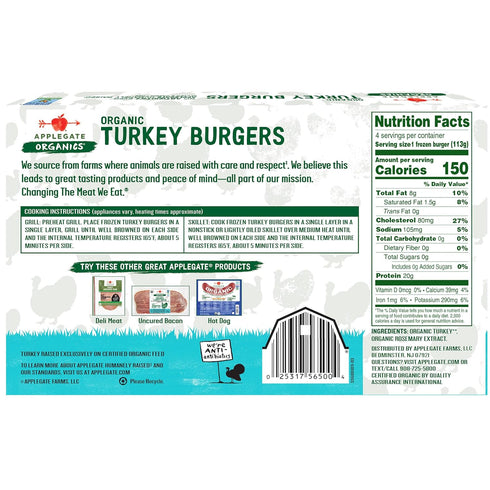 Applegate Frozen 1 lb , Organic Turkey Burgers