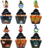 Halloween Cupcake Wrappers Set, 48 Pcs (24 Wrappers + 24 Toppers) for Spooky Gnomes Party Decorations