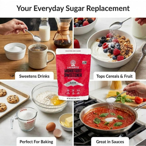 1.76 lb Pack 3) Lakanto Classic Monk Fruit Sweetener with Erythritol - White Sugar Substitute, Zero Calorie, Keto Diet